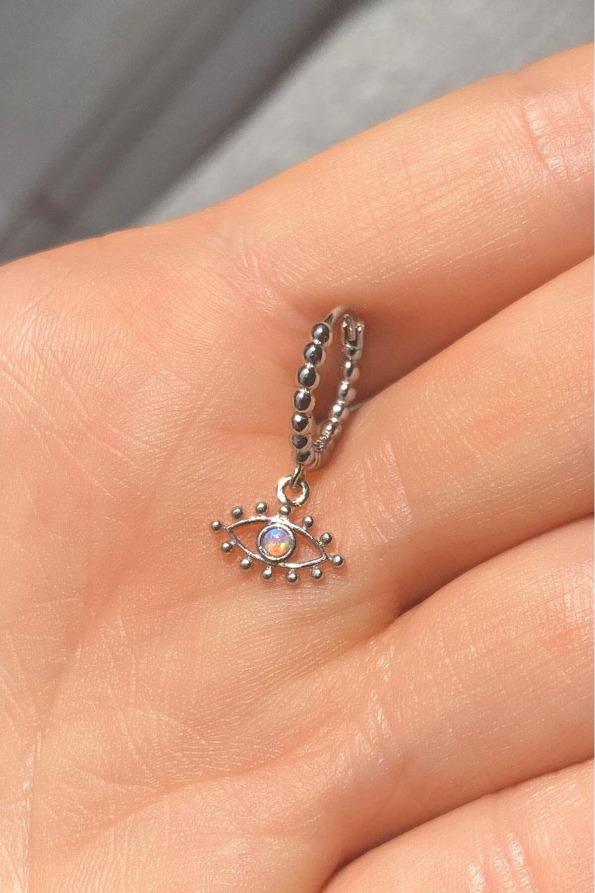 Opal Taşlı Göz Halka Piercing Küpe