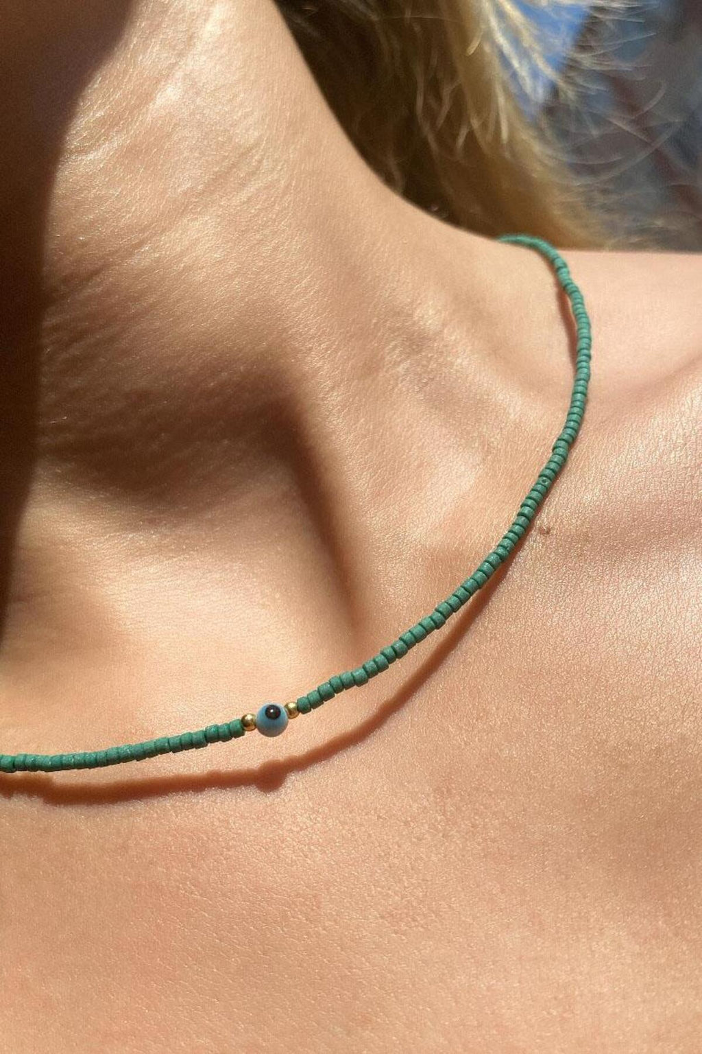 Kiremit Doğal Taşlı Nazar Gözlü Choker Kolye