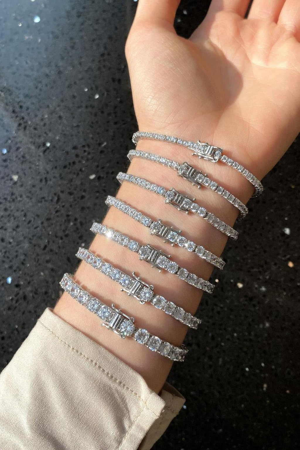 2mm A+ Kalite Zirkon Taşlı, Pırlanta Kilit Su Yolu Bileklik