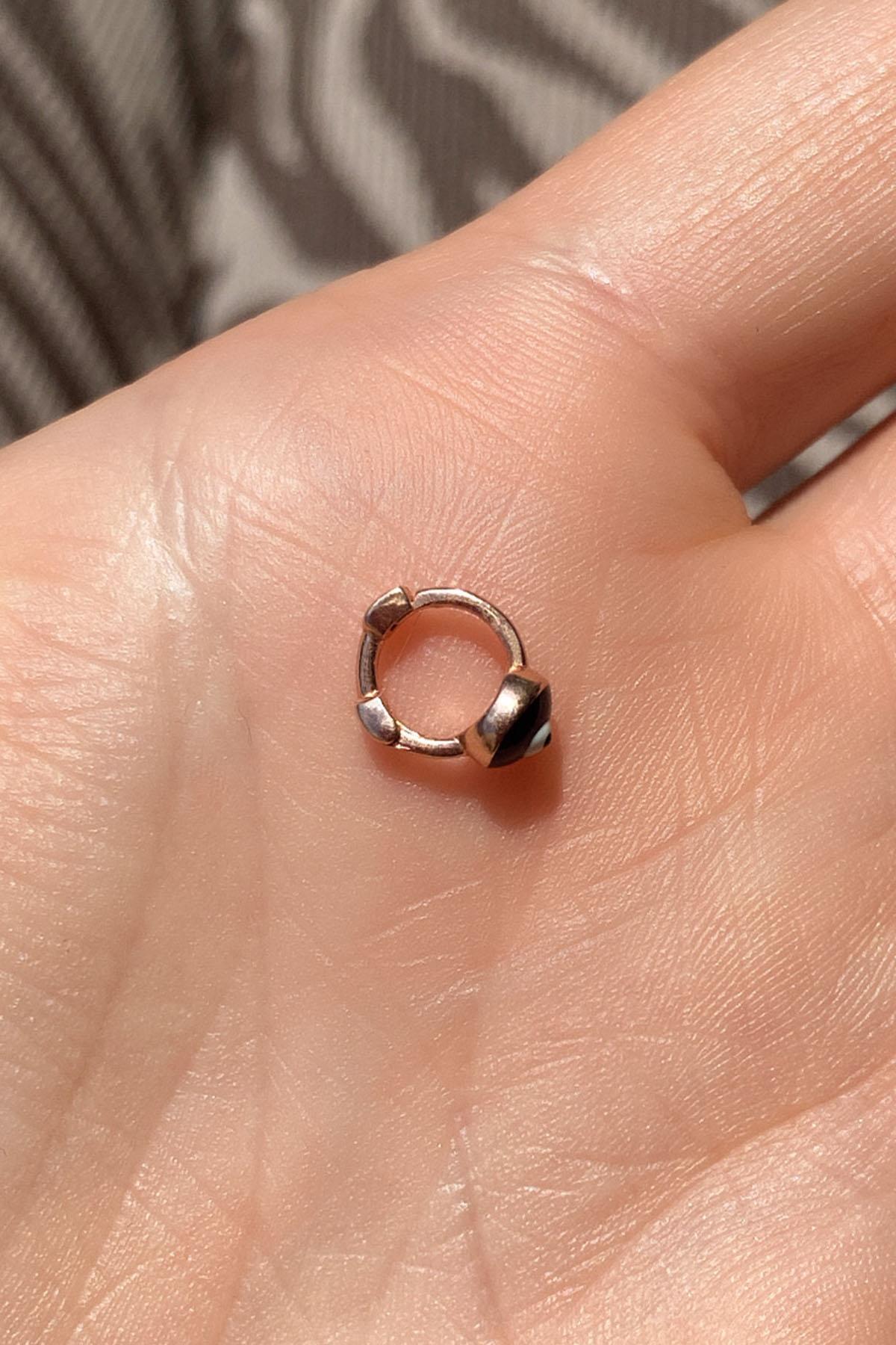 Küçük Boy Lacivert Mineli Nazar Göz Halka Piercing Küpe