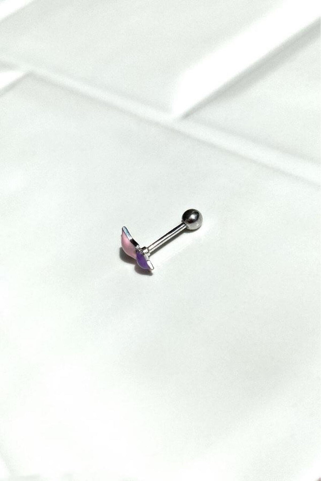Turkuaz Ve Pembe Mineli Yıldız Piercing Küpe