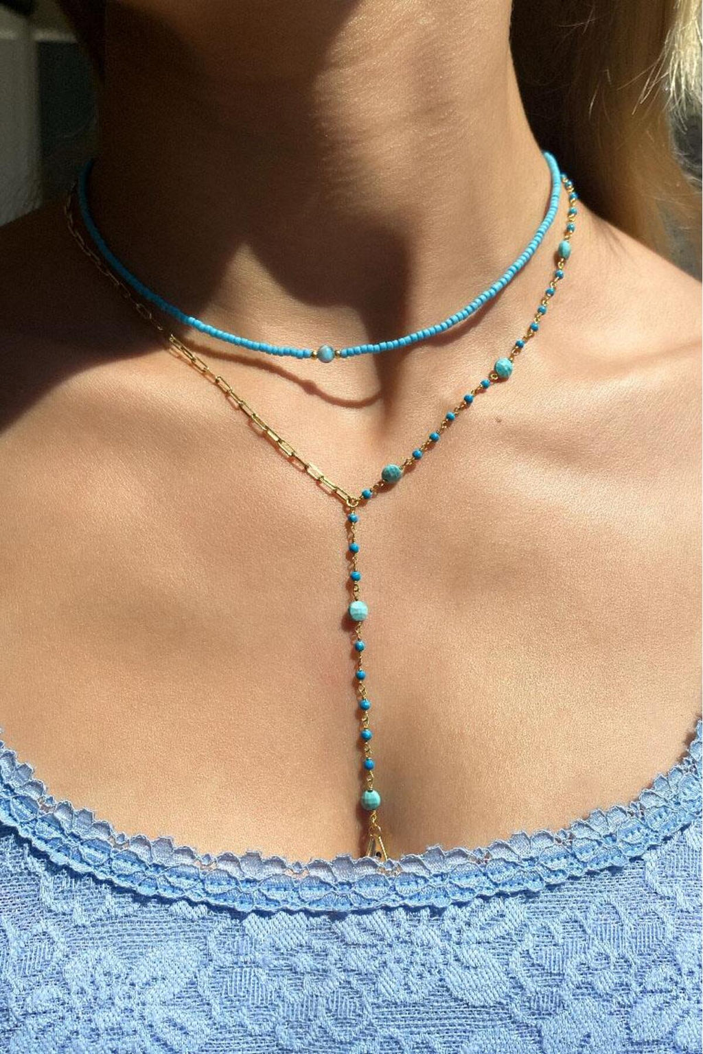 Kiremit Doğal Taşlı Nazar Gözlü Choker Kolye