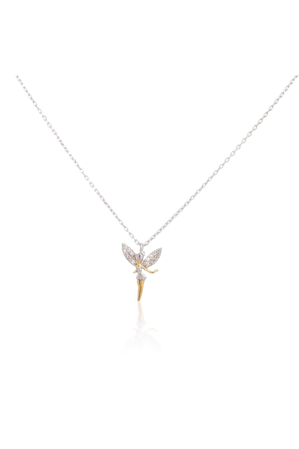 925 Ayar Gümüş, İki Renkli Gold/Silver, Tinker Bell, Peri Kolye, Sevgililer Günü