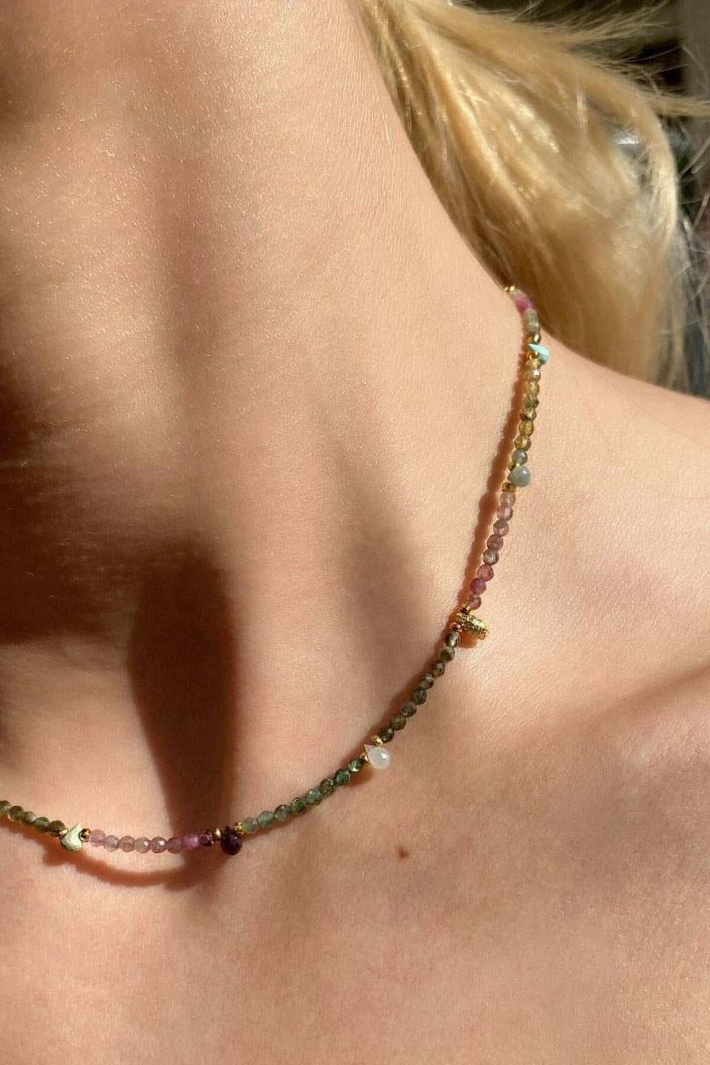 925 Ayar Gümüş, Tourmaline Doğal Taşlı Choker Kolye