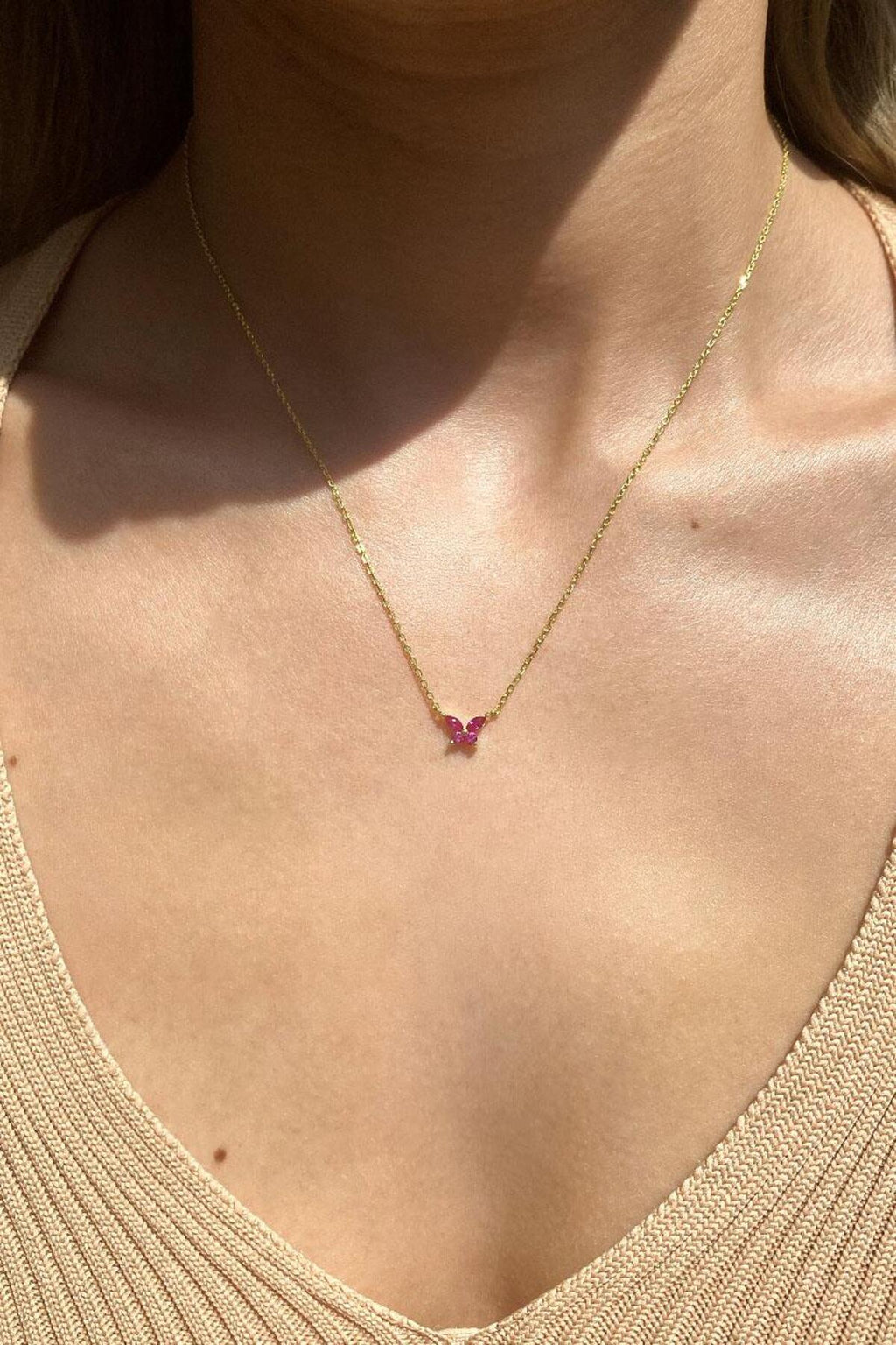 Minimal Kelebek Kolye