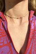 925 Ayar Gümüş, Fuşya Taşlı Göz Choker Kolye