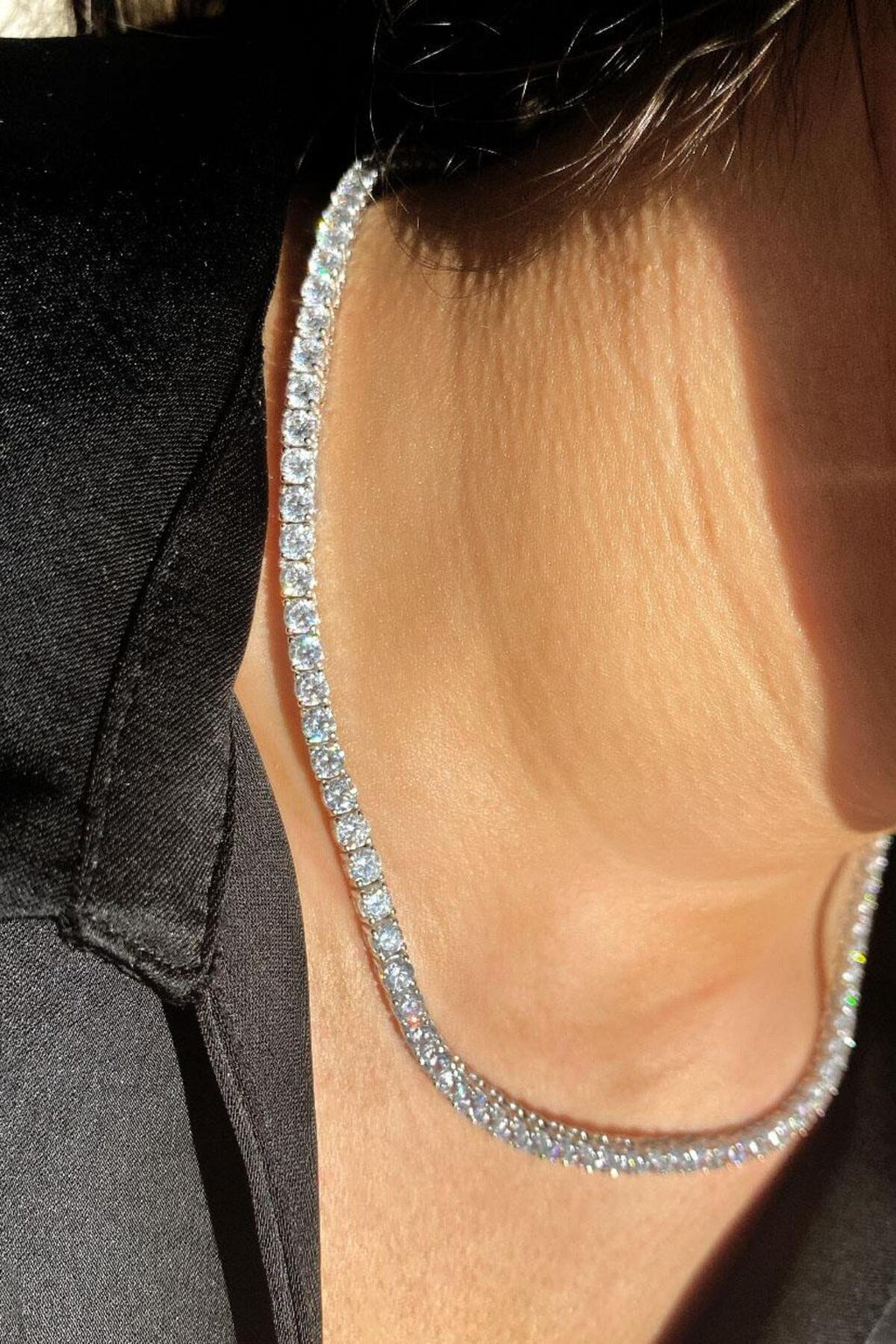 3,5mm +A Kalite Zirkon Taşlı, Pırlanta Kilit Su Yolu Kolye