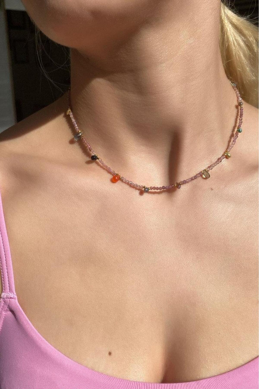 925 Ayar Gümüş, Tourmaline Doğal Taşlı Choker Kolye