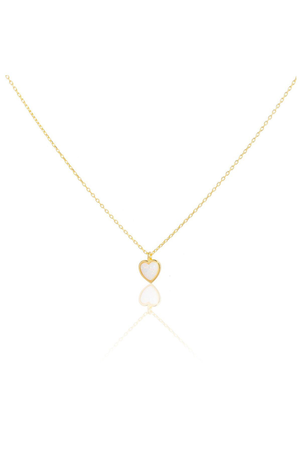 Açık Mavi Opal Taşlı Minimal Kalp Kolye