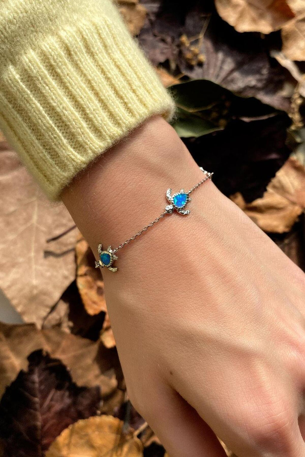 3lü Opal Taşlı Kaplumbağa Bileklik