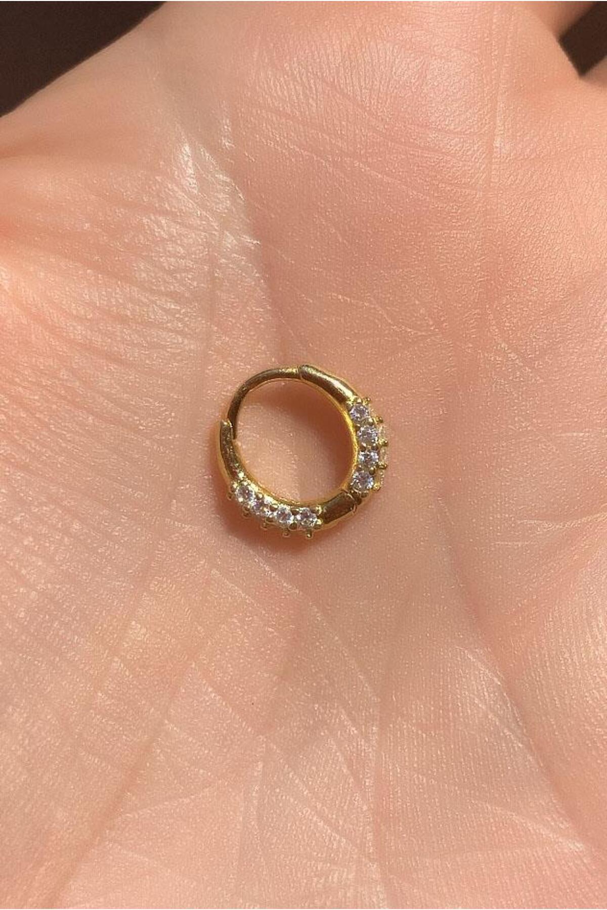 Taşlı Halka Piercing Küpe