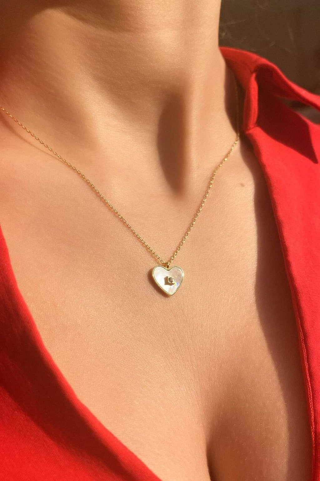 925 Ayar Gümüş, Silver, Taşlı Kalp Kolye, Sevgililer Günü