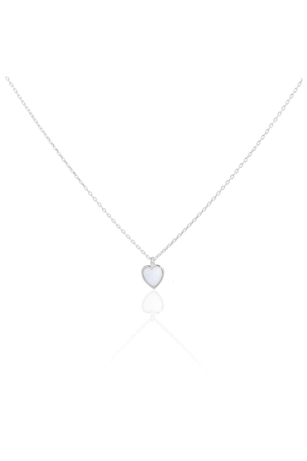 Açık Mavi Opal Taşlı Minimal Kalp Kolye