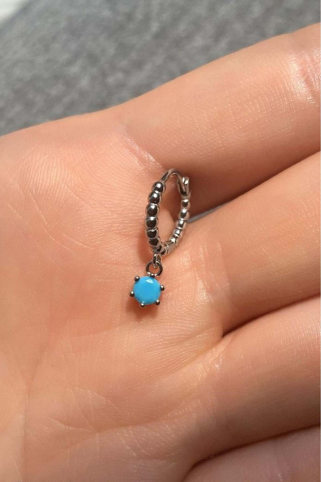 Opal Taşlı Halka Piercing Küpe