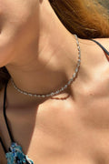 925 Ayar Gümüş, Geometrik Taşlı Choker Kolye