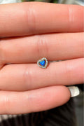 Mavi Opal Taşlı Kalp Piercing Küpe