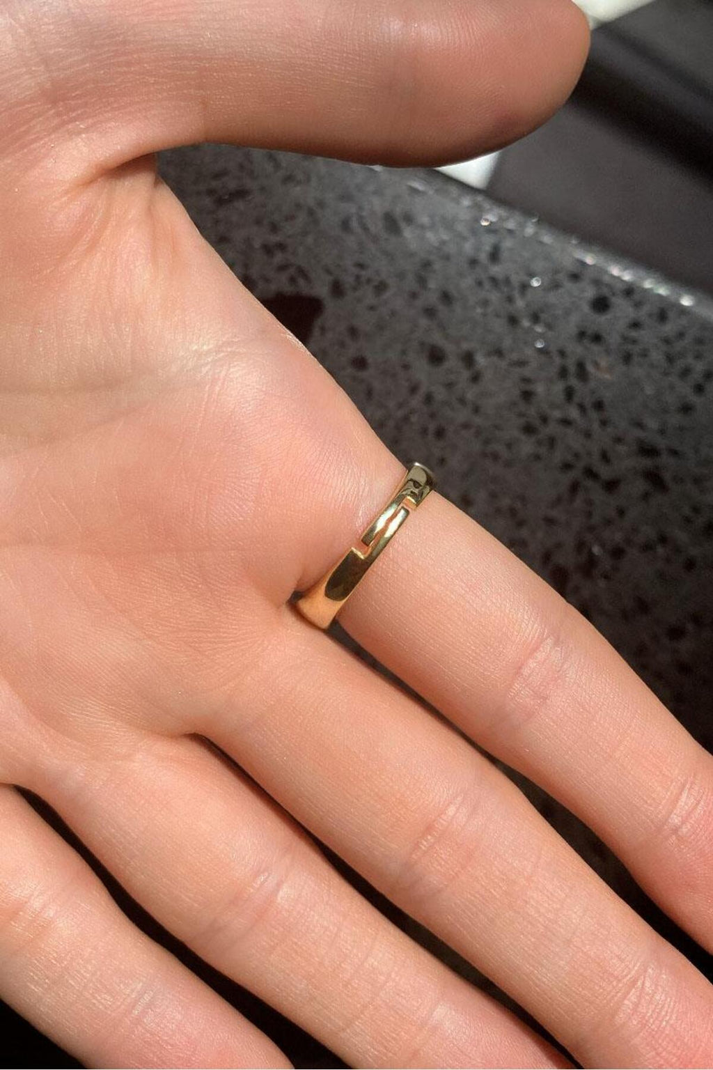 925 Ayar Gümüş, 14 Ayar Gold, Beyaz Damla Taşlı Eklem/Serçe Parmak Yüzük
