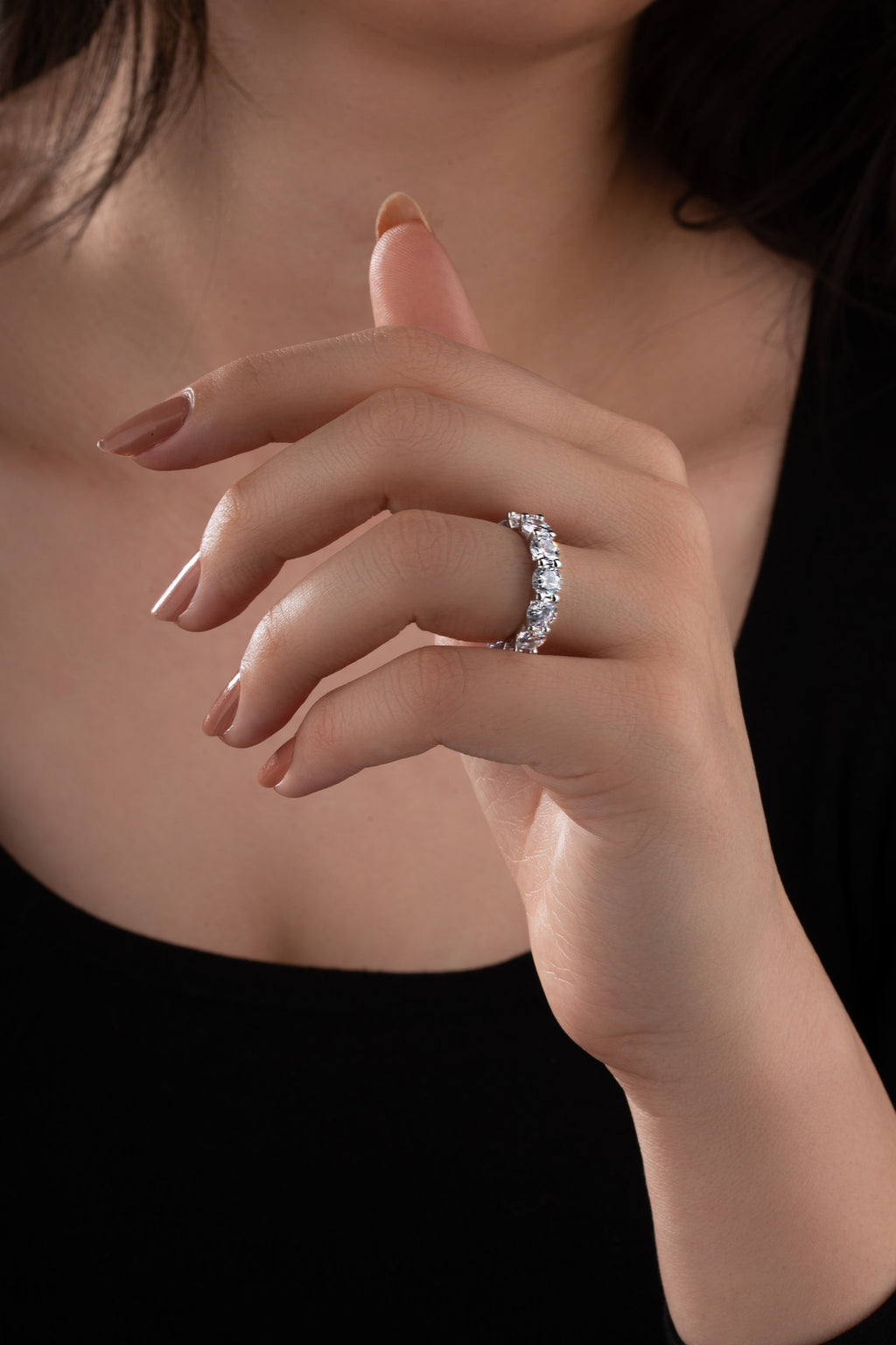 4,5 mm +A Kalite Yuvarlak Zirkon Taşlı Tam Tur Yüzük