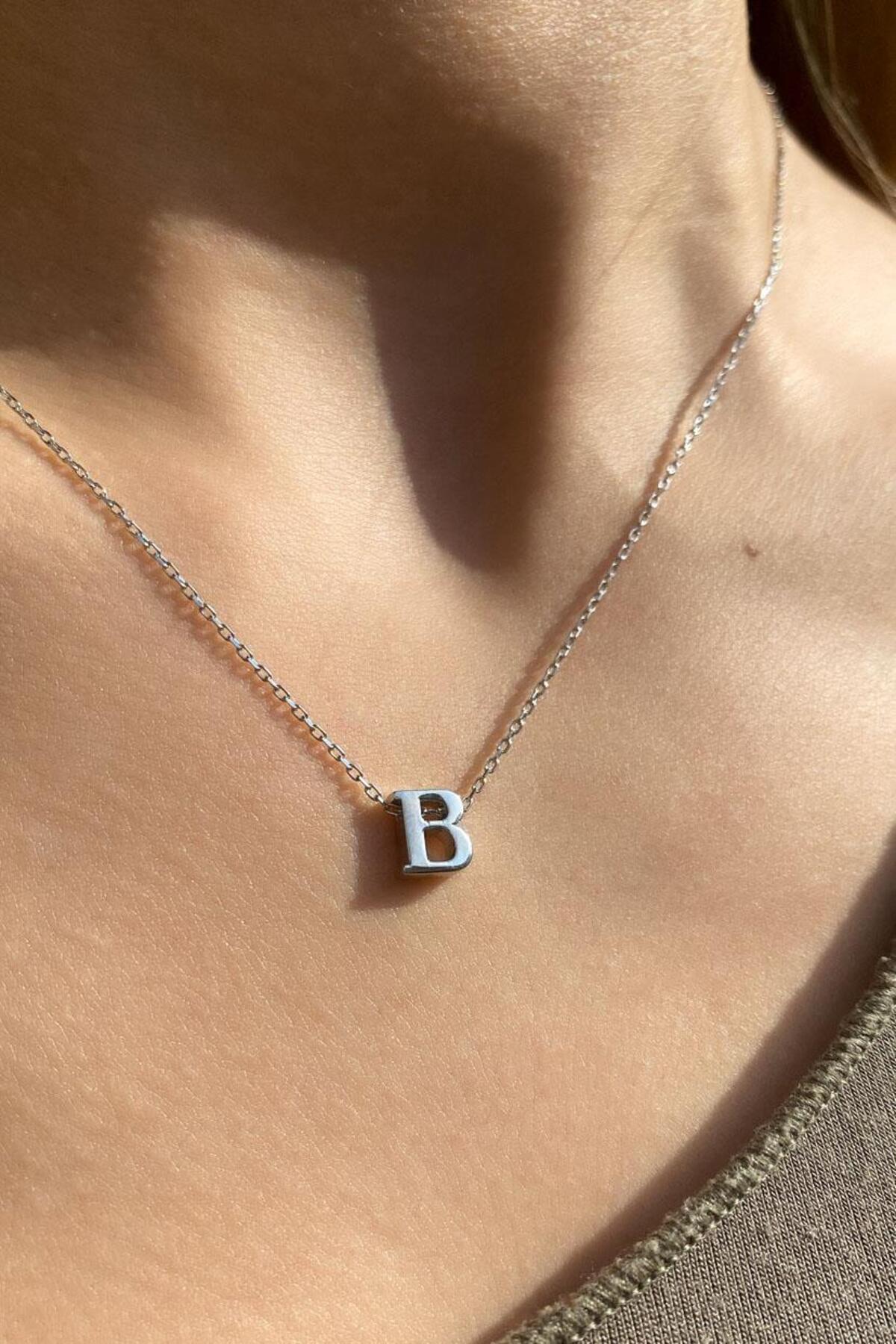 B Harfi Minimal Kolye