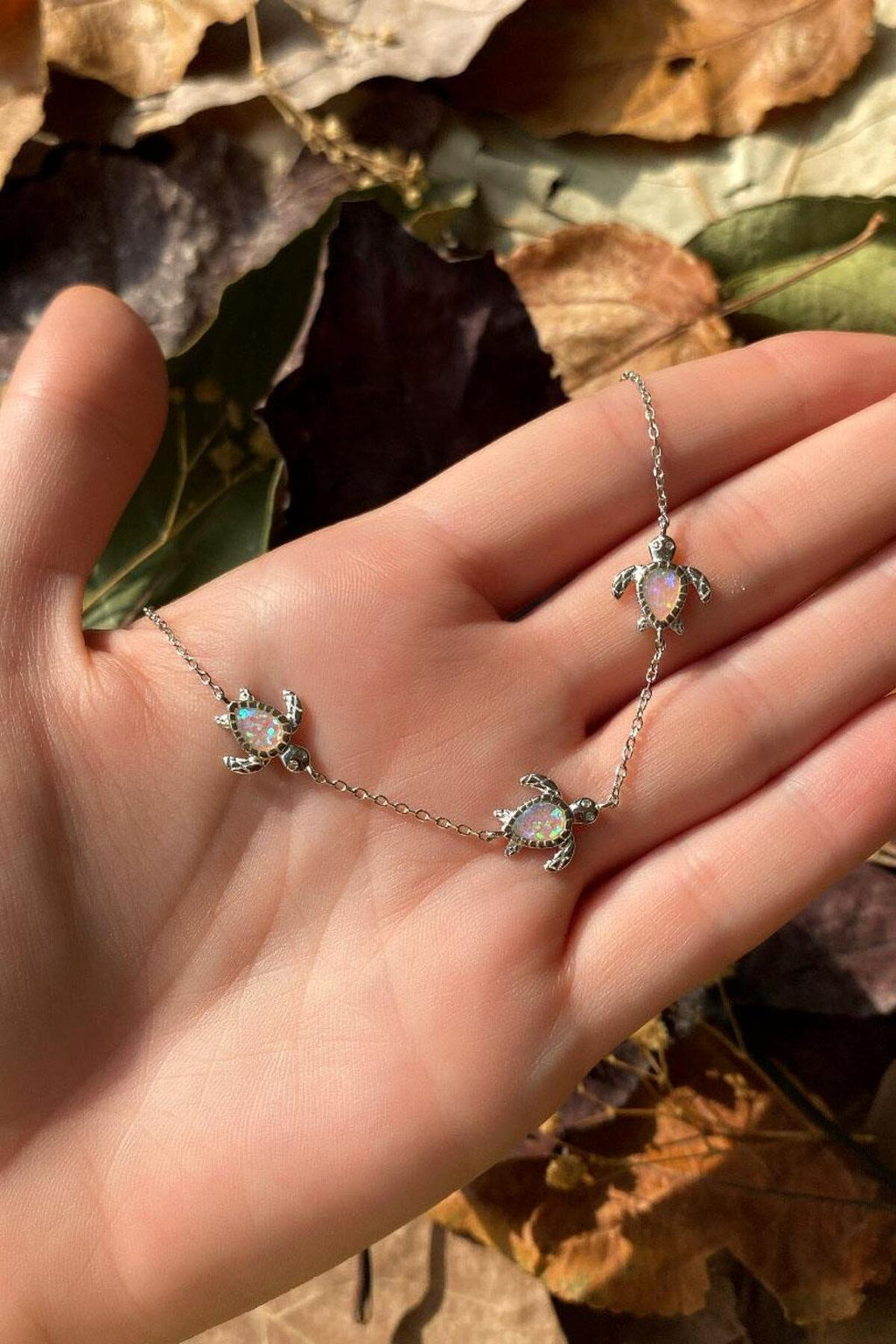 3lü Opal Taşlı Kaplumbağa Bileklik