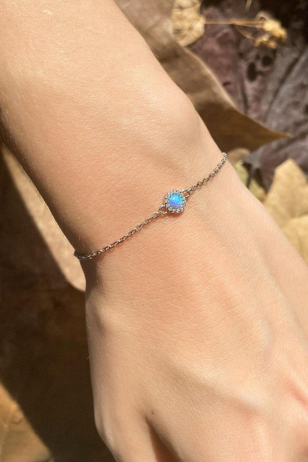 Minimal Yuvarlak Opal Taşlı Bileklik