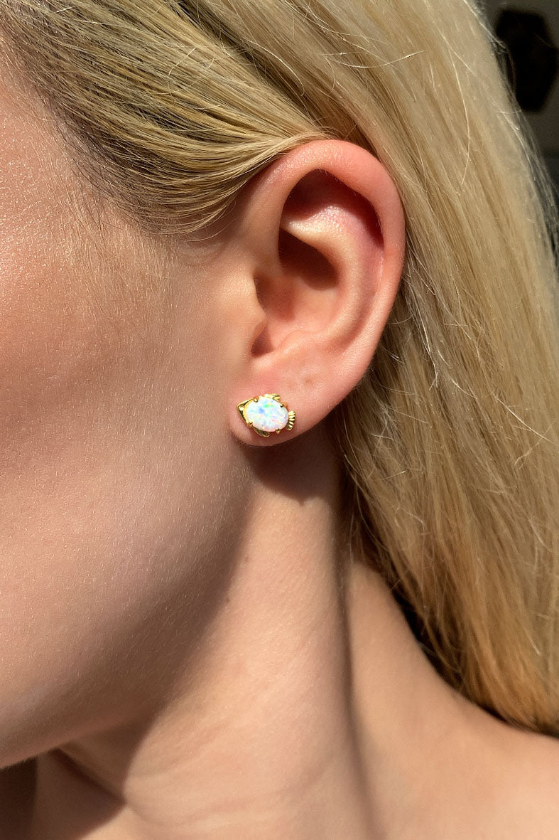 Opal Taşlı Balık Küpe