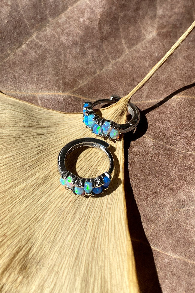 Damla Opal Taşlı, Minimal Halka Küpe