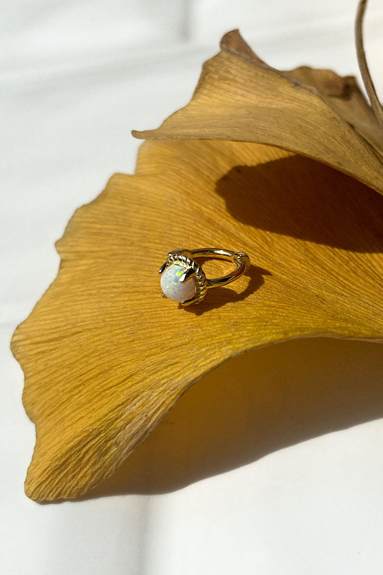 Opal Taşlı Halka Piercing Küpe