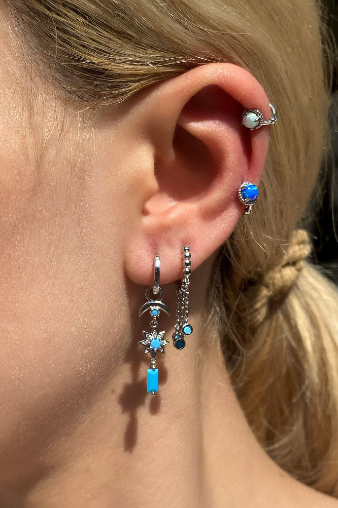 Opal Taşlı Halka Piercing Küpe