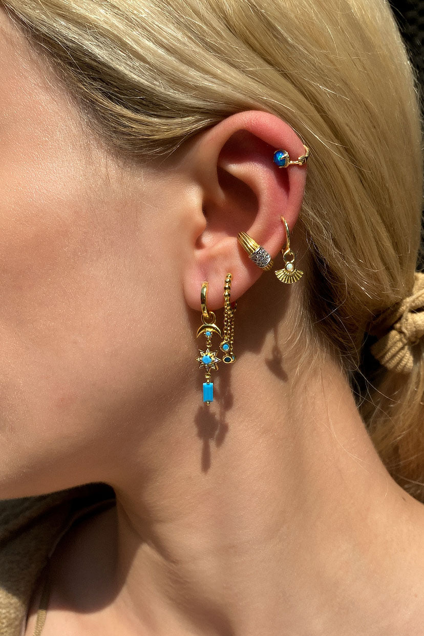 Yelpaze Tasarım Halka Piercing Küpe