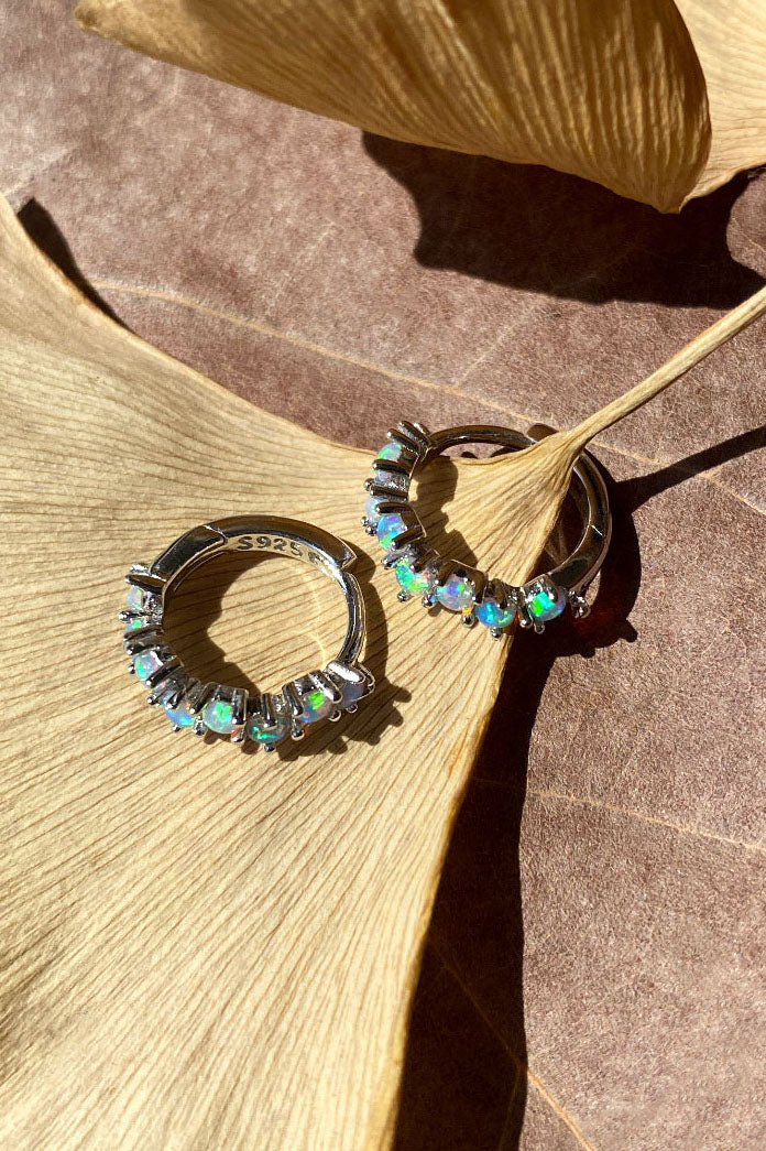 Opal Taşlı, Zigzag Minimal Halka Küpe